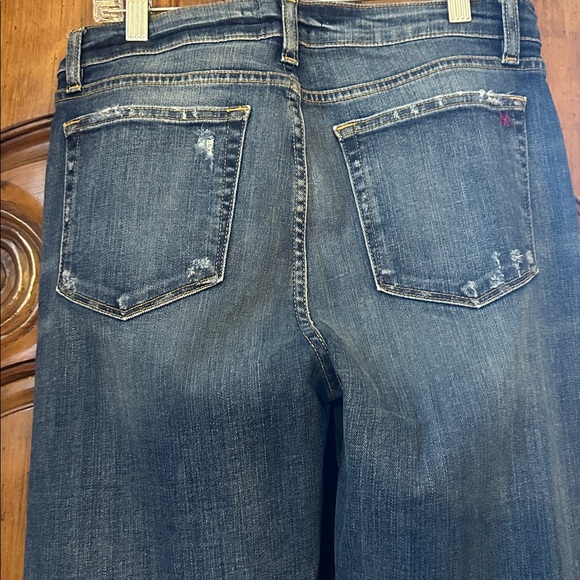 Like NEW MM Vintage Dark Wash Blue Wide Flare Stud Detail leg Distressed Jeans29 - Picture 13 of 14